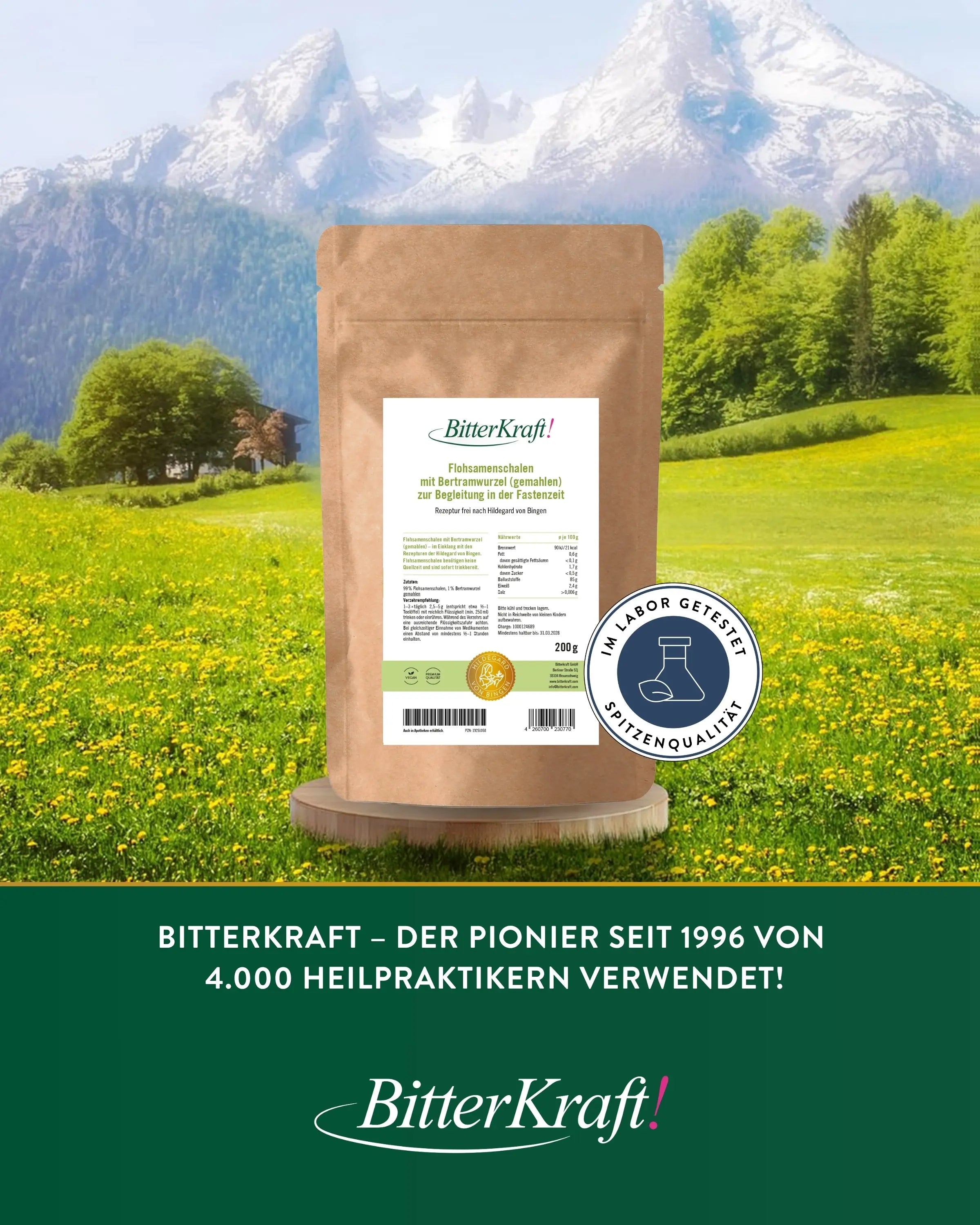 Flohsamenschalen mit 1% Bertramwurzel