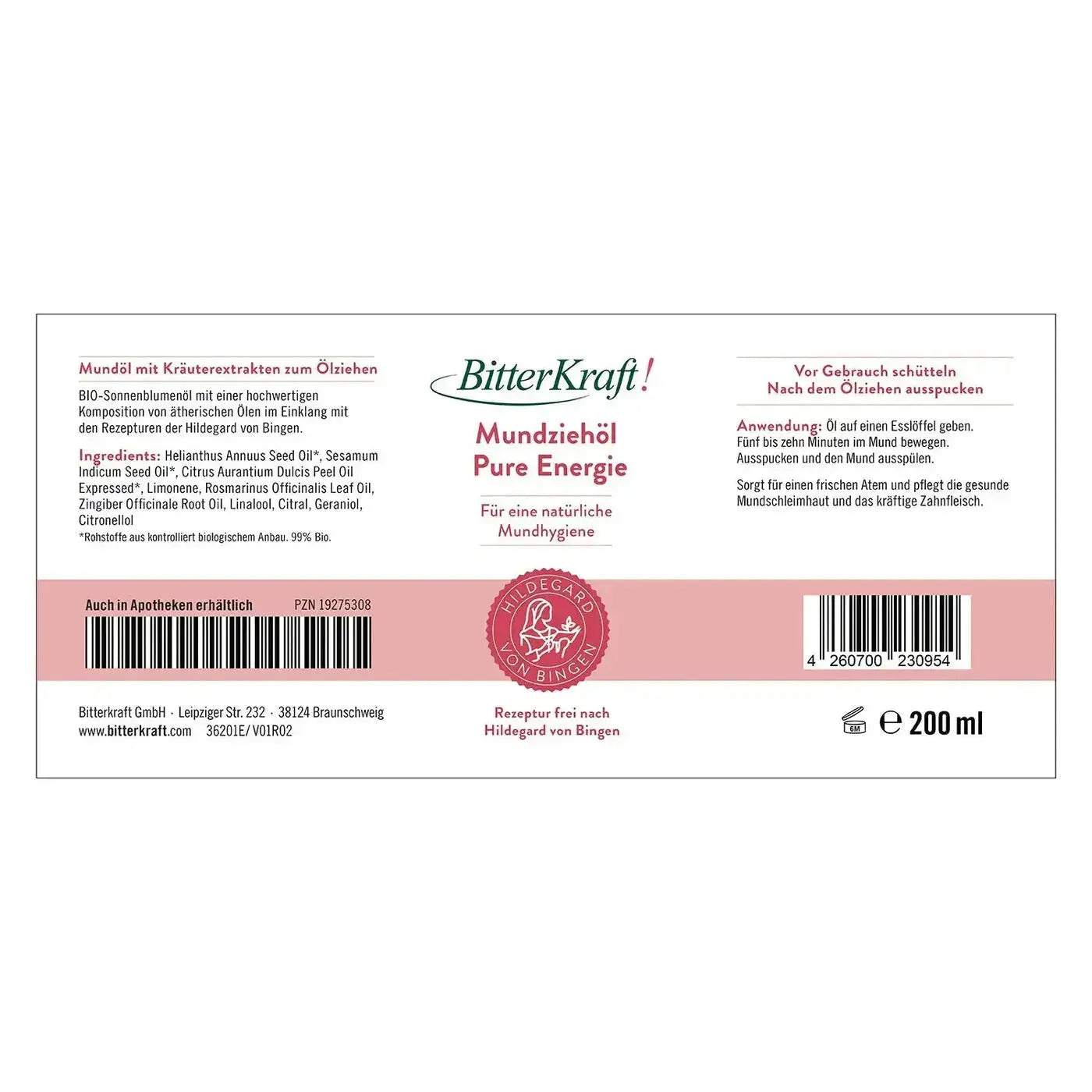 Mundziehöl Pure Energie 200ml Bitterkraft GmbH - Bitterkraft