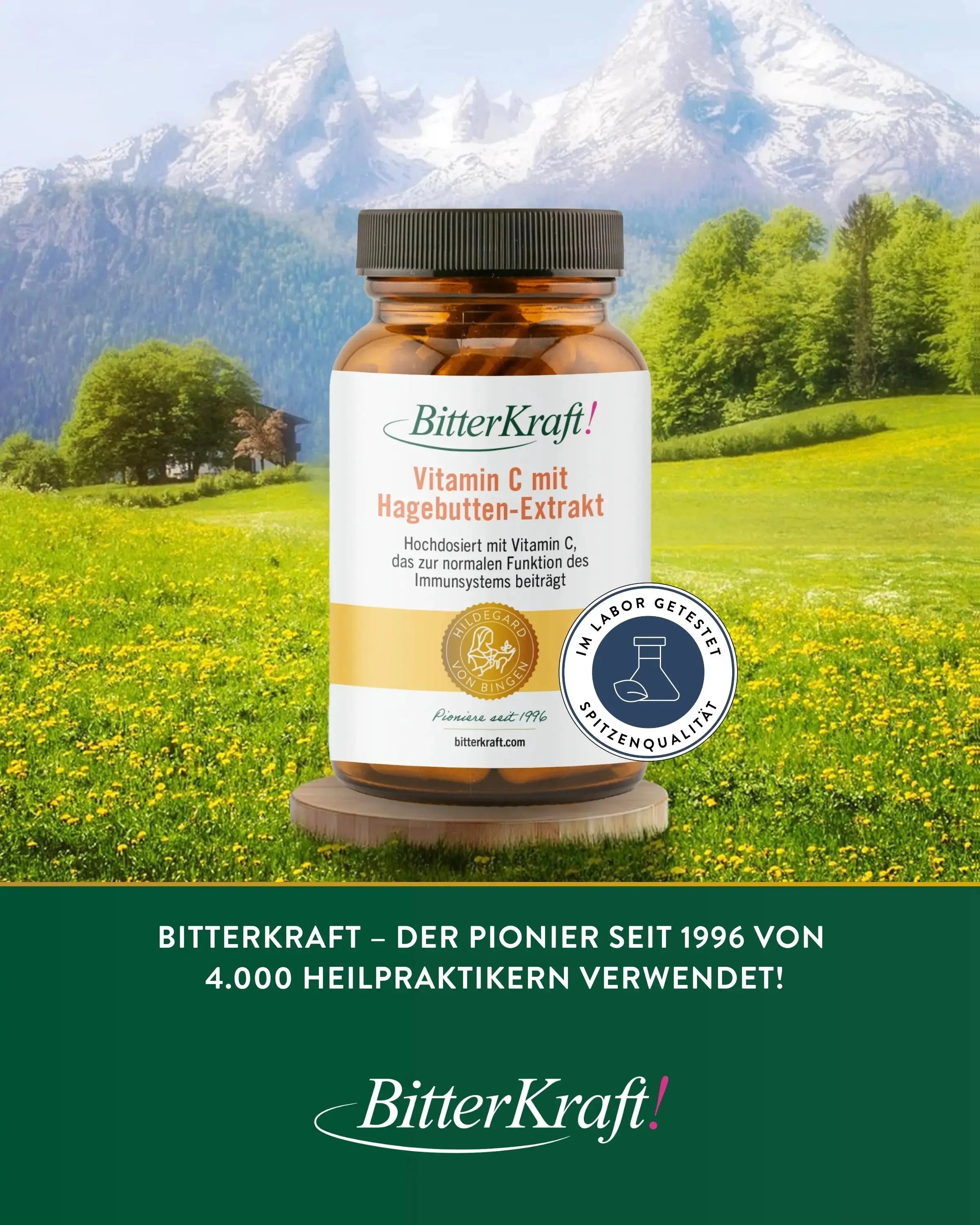 Bitterkraft! Vitamin C mit Hagebutten-Extrakt 30 Kapseln